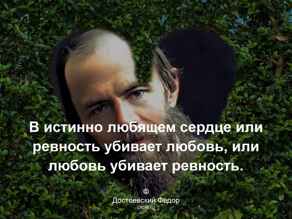 В истинно любящем сердце или ревность убивает любовь, или любовь убивает ревность. © Достоевский Федор