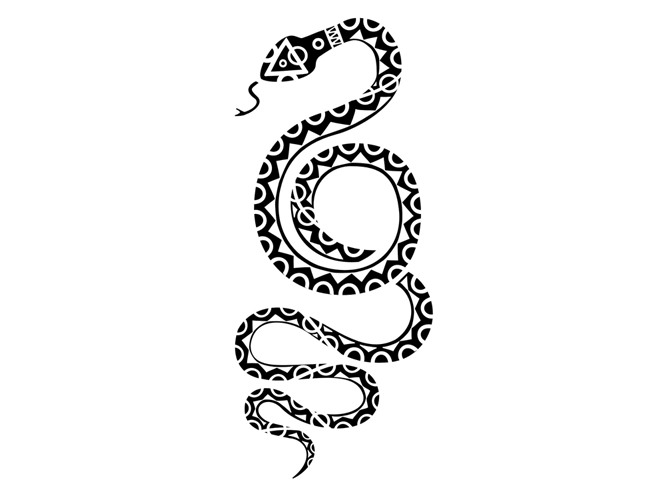 Эскиз змеи в стиле полинезия, узор хной