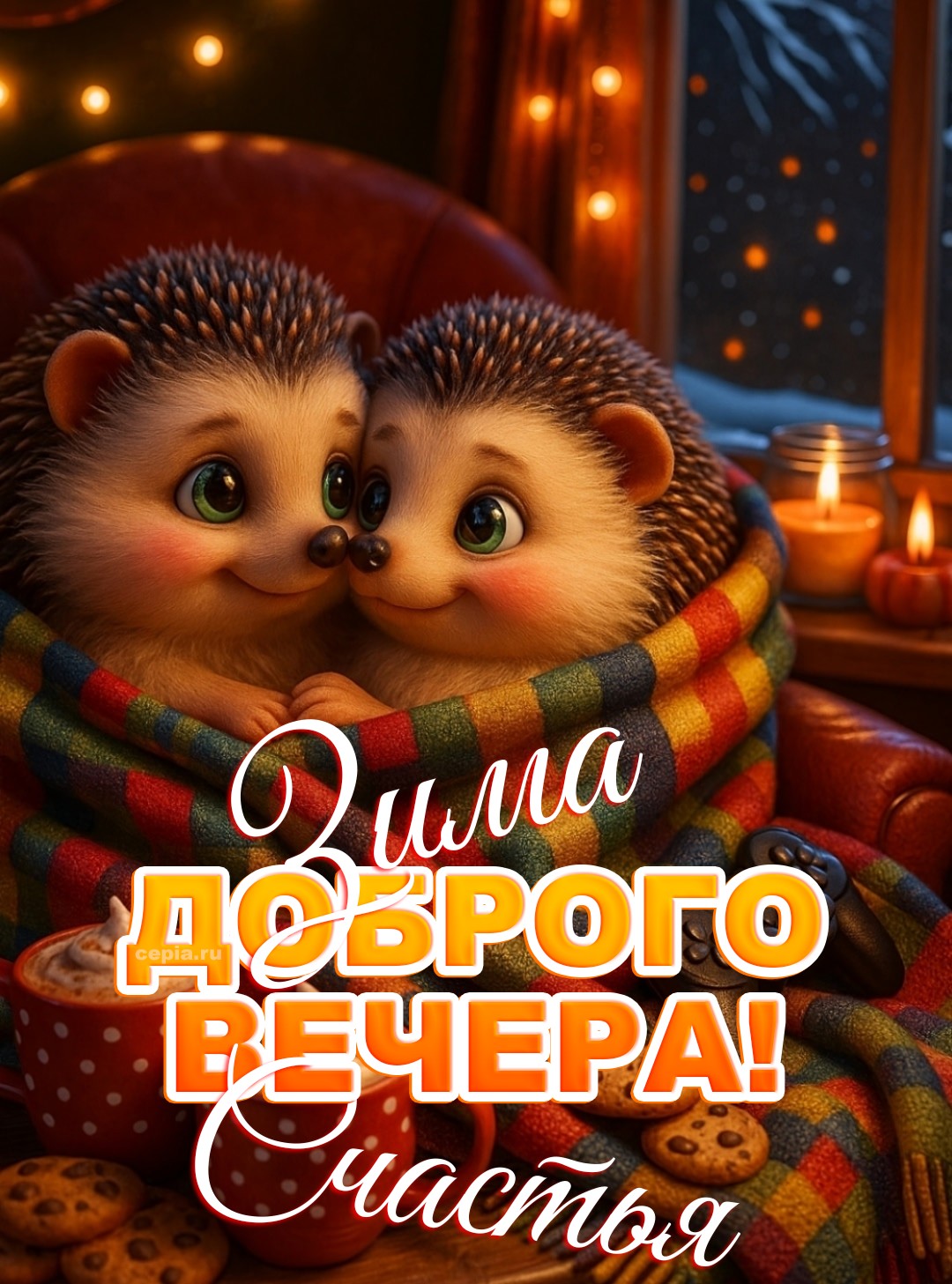 😀 Желаю тебе погрузиться в уют зимнего вечера, наполнив сердце светом и любовью