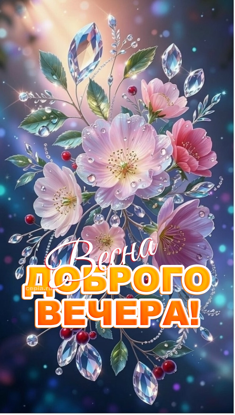 😀 Пусть этот весенний вечер наполнится лёгким ароматом распускающихся цветов и тихим шёпотом ветра, который унесёт все твои тревоги и подарит умиротворение