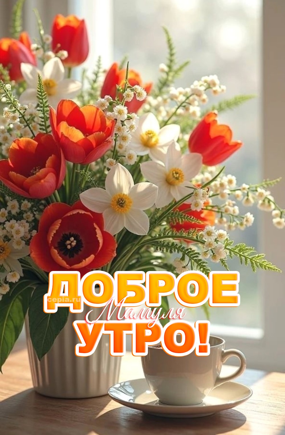 😊 С добрым утром, мамочка! Пусть твои руки сегодня отдыхают, ноги не знают усталости, а голова будет ясной и свежей, как горный ручей